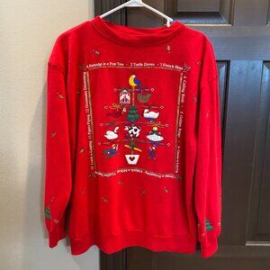 Vintage Holiday Crewneck 12 Days of Christmas Theme